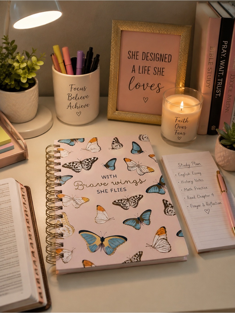 Butterfly Spiral Notebook - Pink & Blue